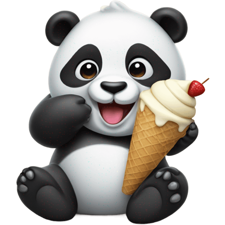 Panda eating ice cream emoji