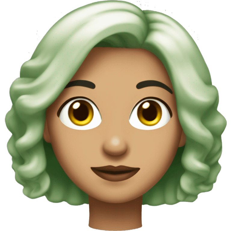 mujer pelo corto color castaño con ojos verdes piel blanca  emoji