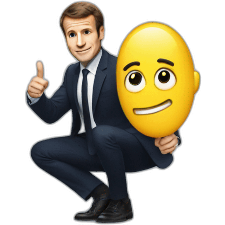 Macron holding holding hype sign emoji