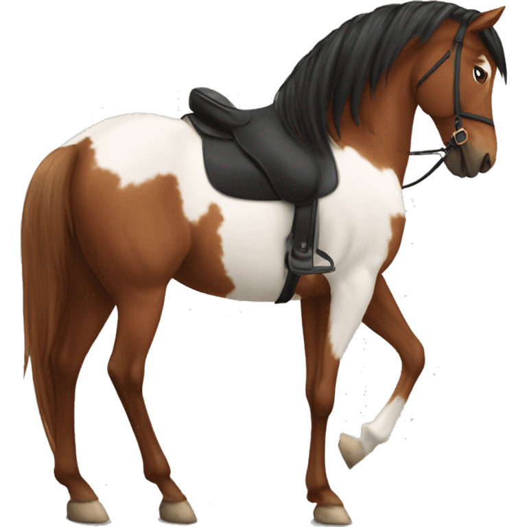 A chestnut horse with chestnut mane with a. Girl with black hair and with brown skin riding the horse emoji