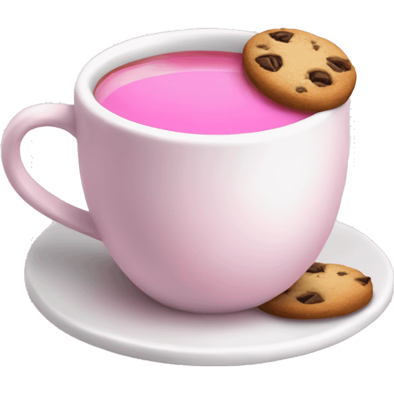 Pink tea in a white cup and cookie emoji