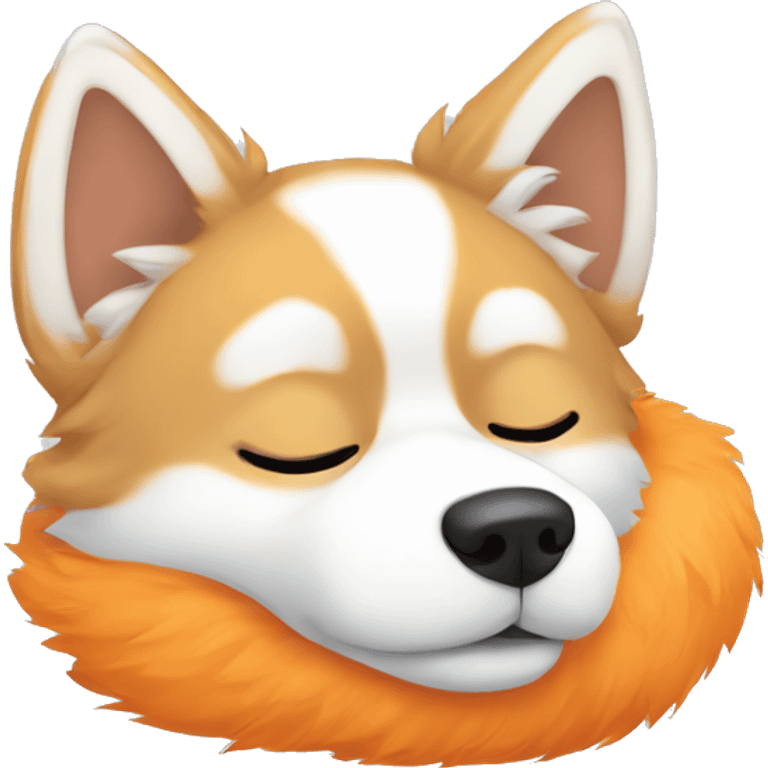 Orange fluffy husky sleeping  emoji