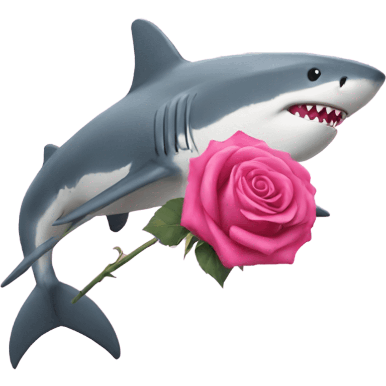 pink shark holding a rose emoji