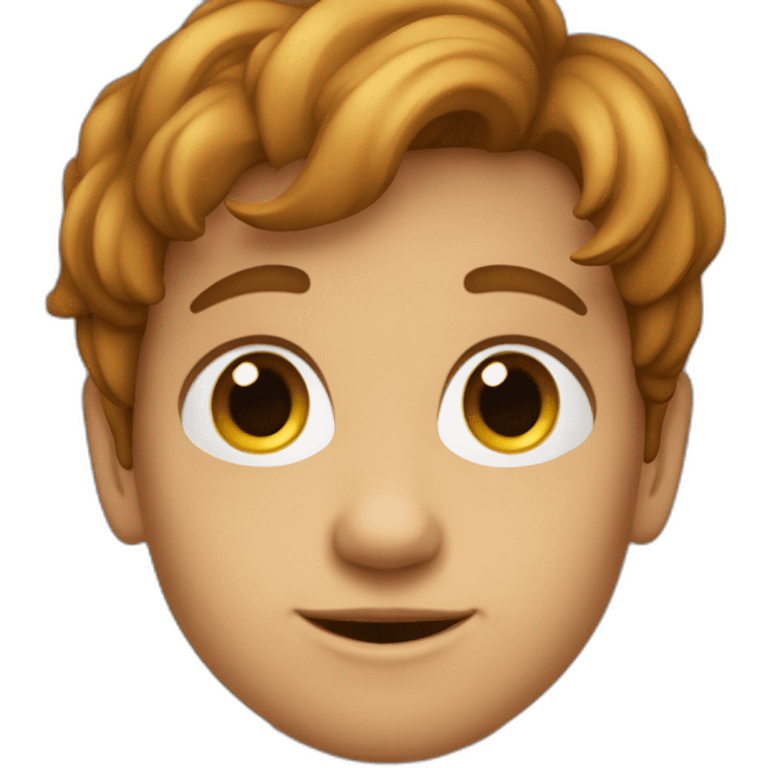 blij , jongen 11 jaar (bruin haar voor zijn ogen) emoji