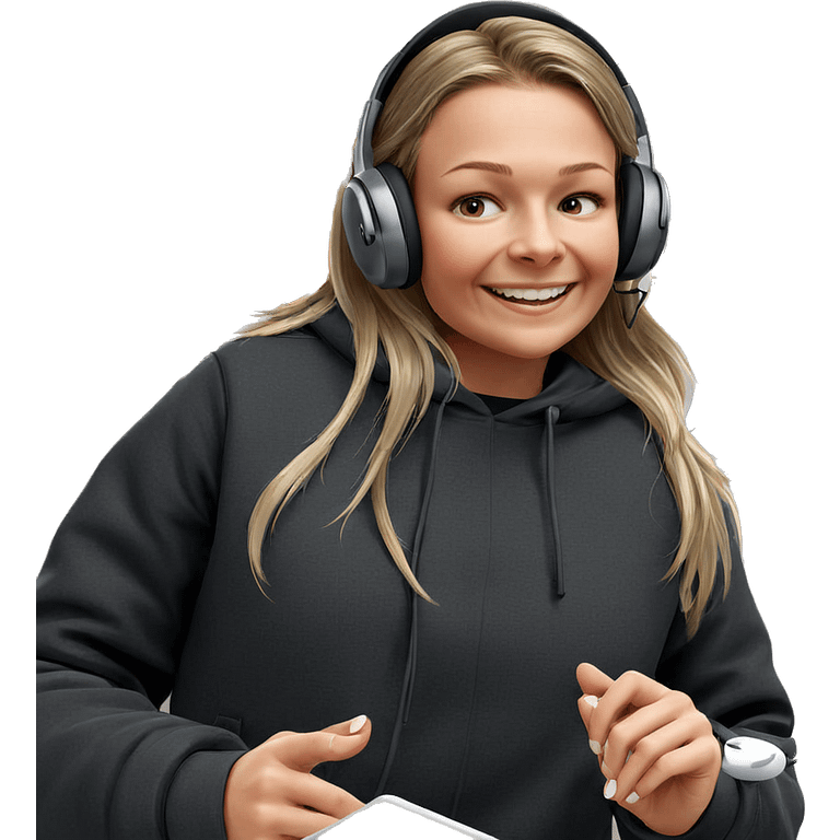 smiling girl with headphones indoors emoji