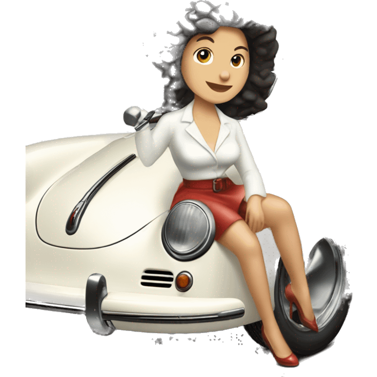 porsche 356 speedster with woman  emoji