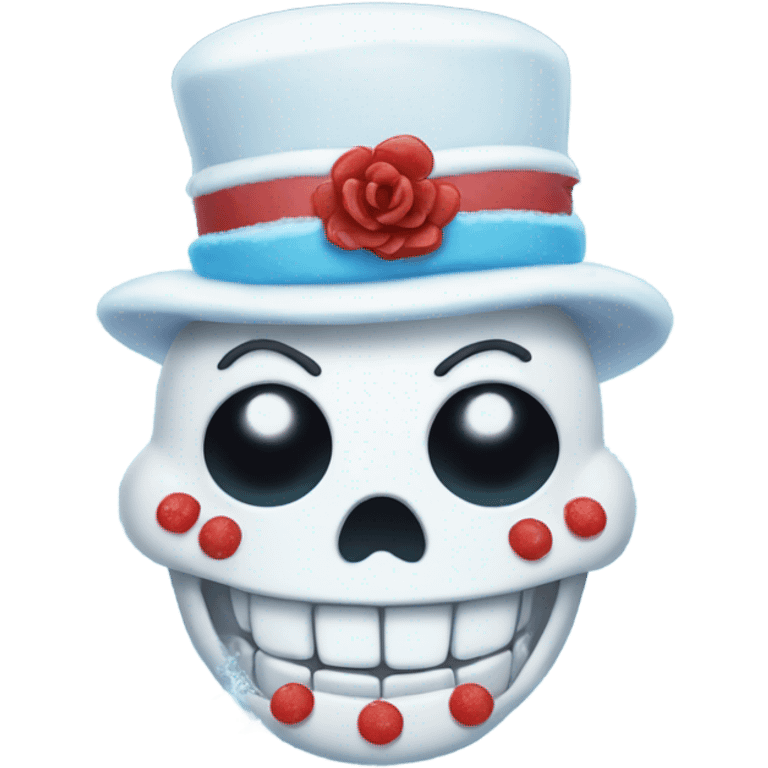 Frosty the snowman as a candy skull emoji