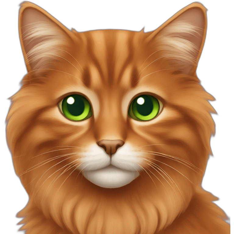 a fluffy red cat of the Somali breed with green eyes emoji