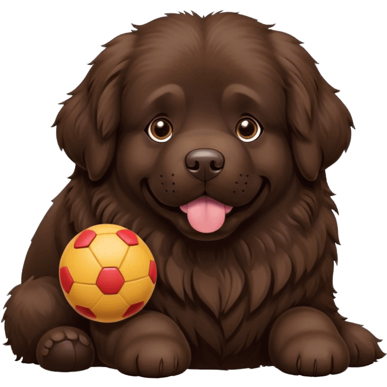 Newfoundland dog with toy emoji