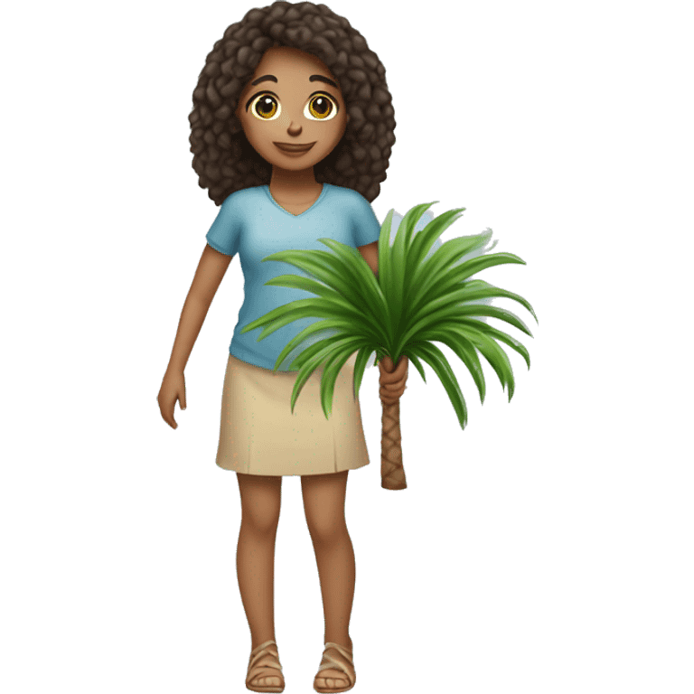 Light skin Girl carrying a small palm tree emoji