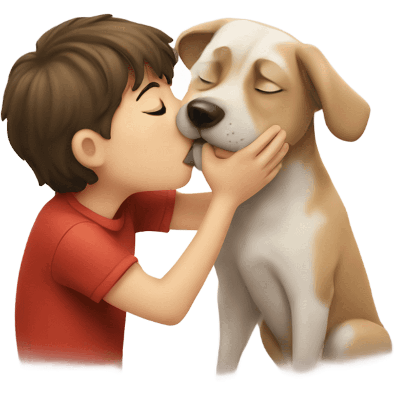 dog kissing boy emoji