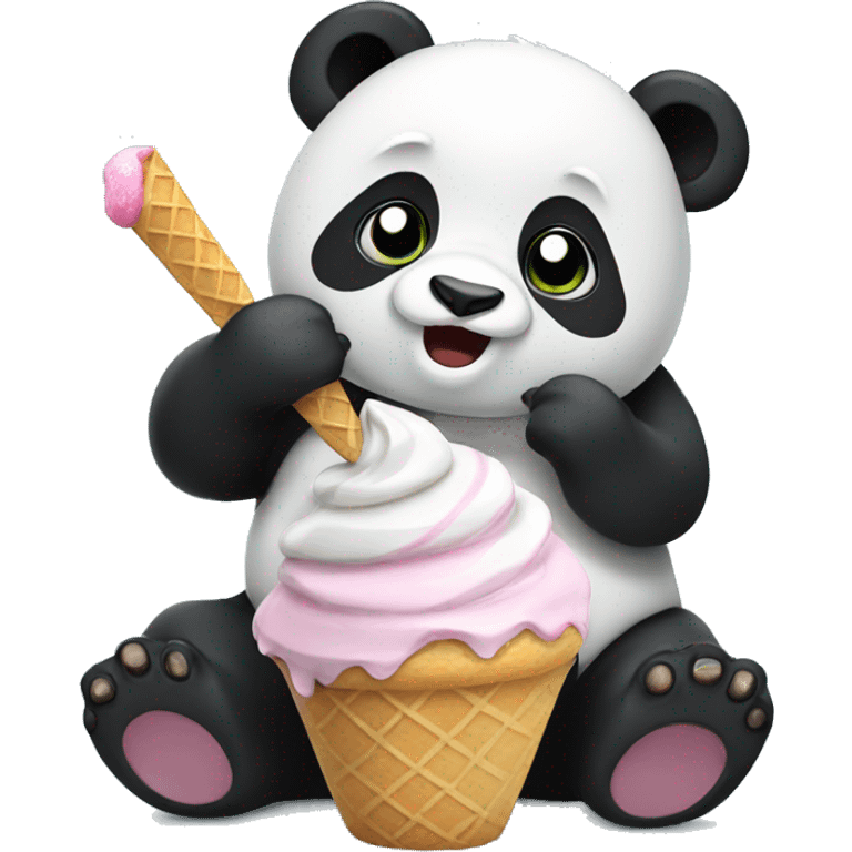 Panda eating ice cream emoji