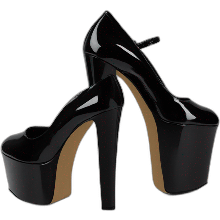 One view back Black Patent Leather Daffodile Platform Heels emoji