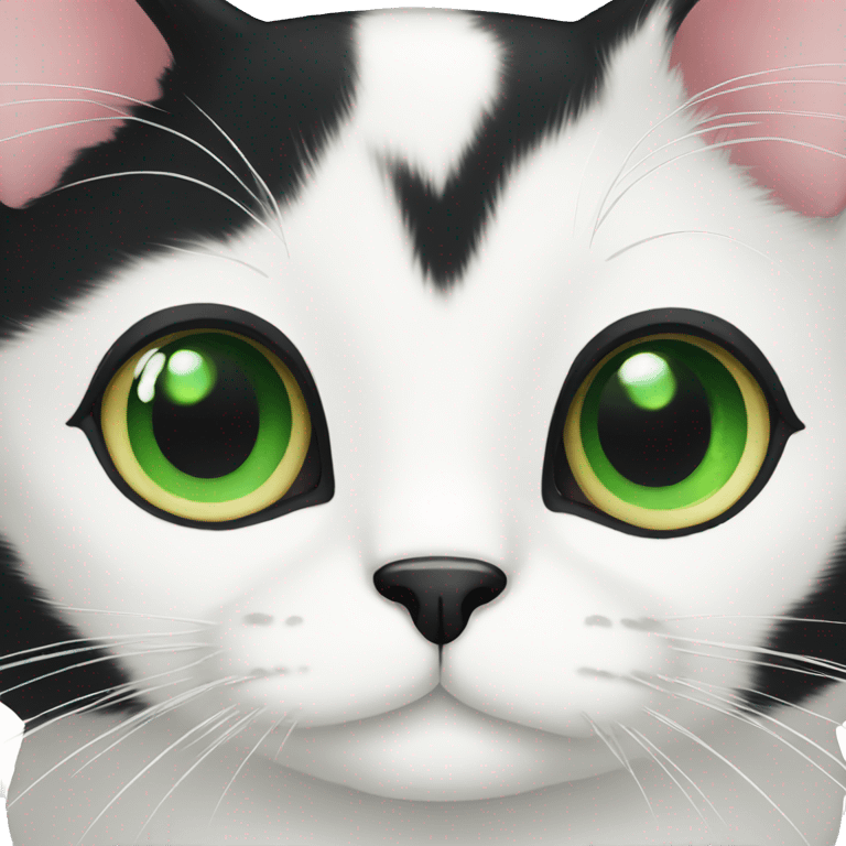 Tuxedo cat with green eyes emoji