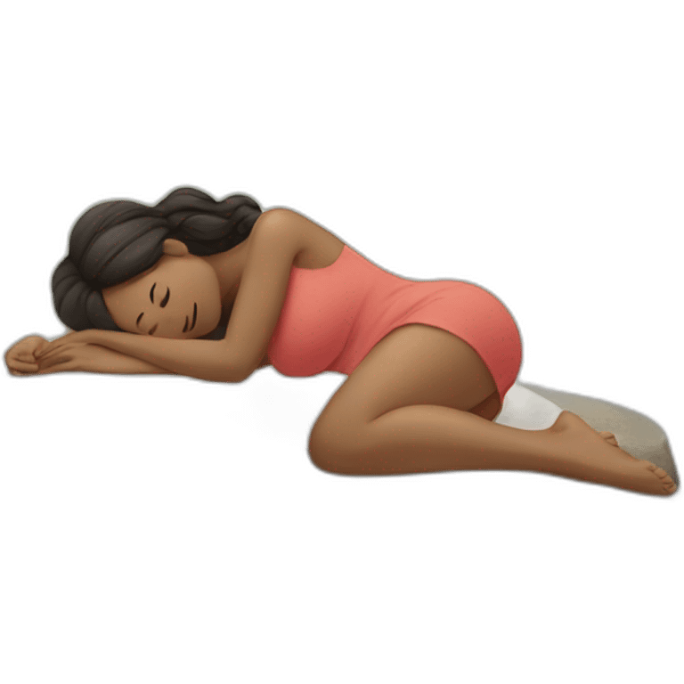 A pregnant woman laying on her back on a rock emoji