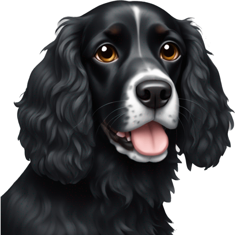 Black spaniel with white flash on chest emoji