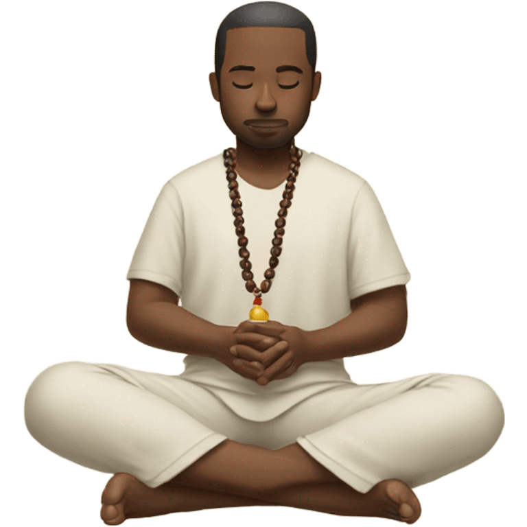 man meditating with prayer beads emoji