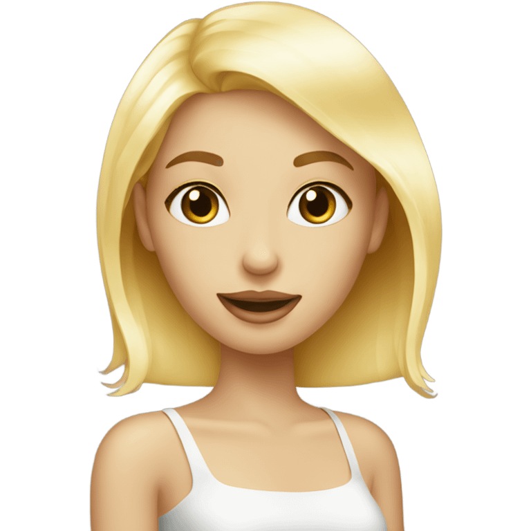 a blond girl applying gloss emoji