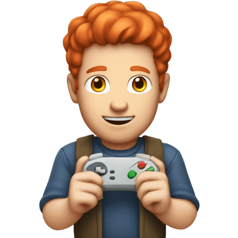 man with red hair playing nintendo emoji