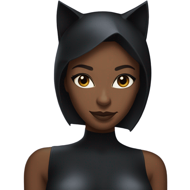 Catwoman black woman with black eyes and black cat ears emoji