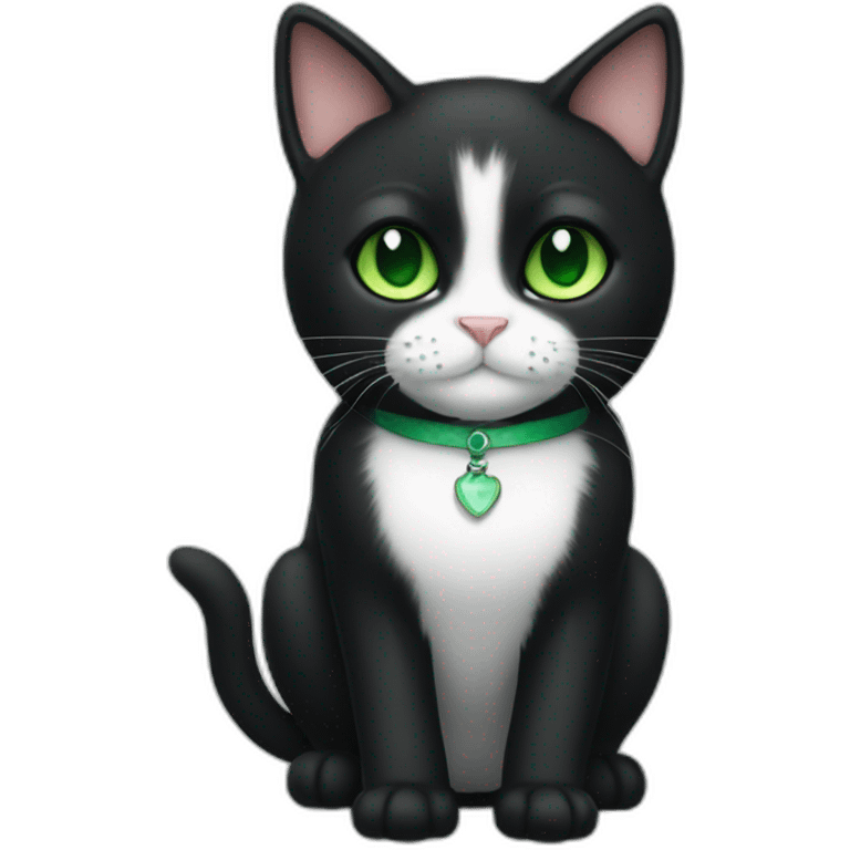 tuxedo cat green eye whole body emoji