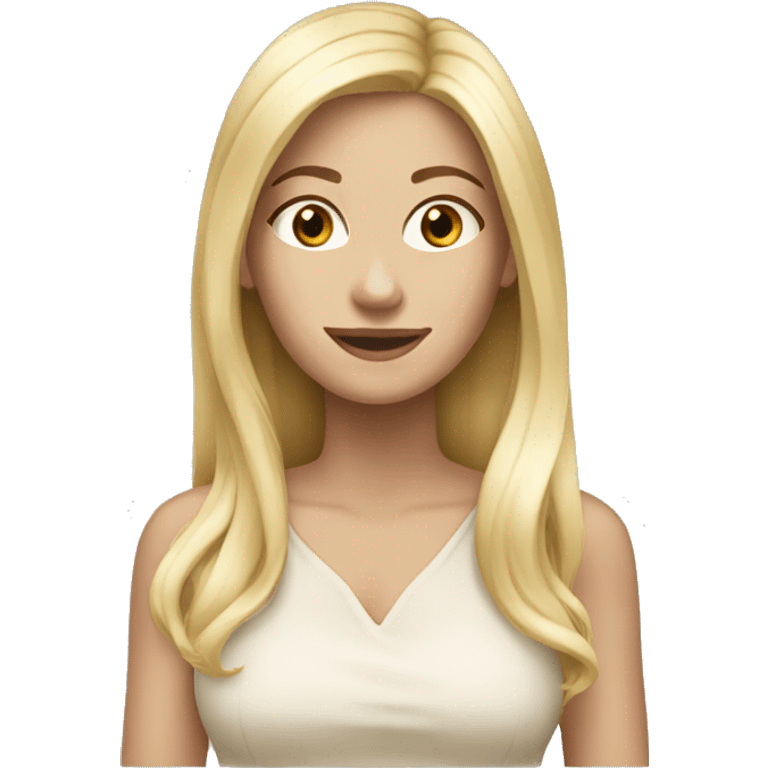 Blonde long hair white women beige top emoji