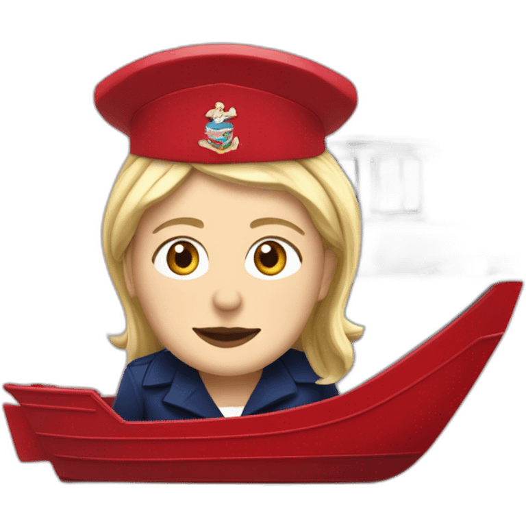 marine le pen sur un bateau rouge emoji