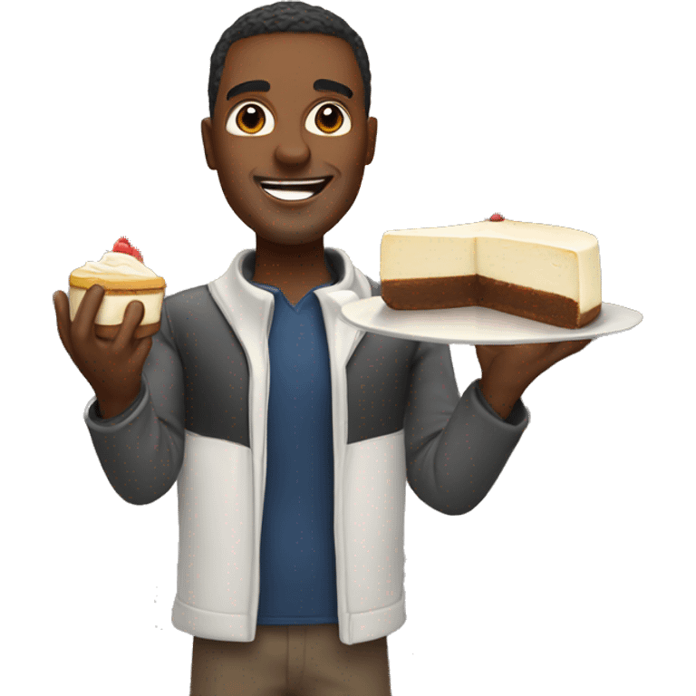 man in newyork with cheesecake emoji