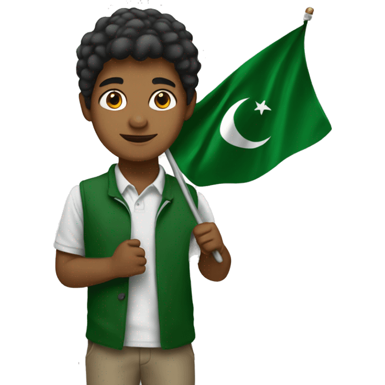 Brown boy holding Pakistan flag emoji