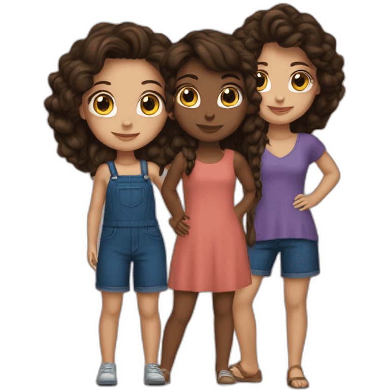 3 brunettes friends emoji