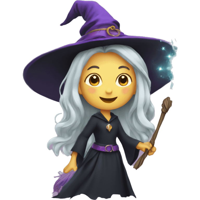 witch casting spell with a Magic wand emoji