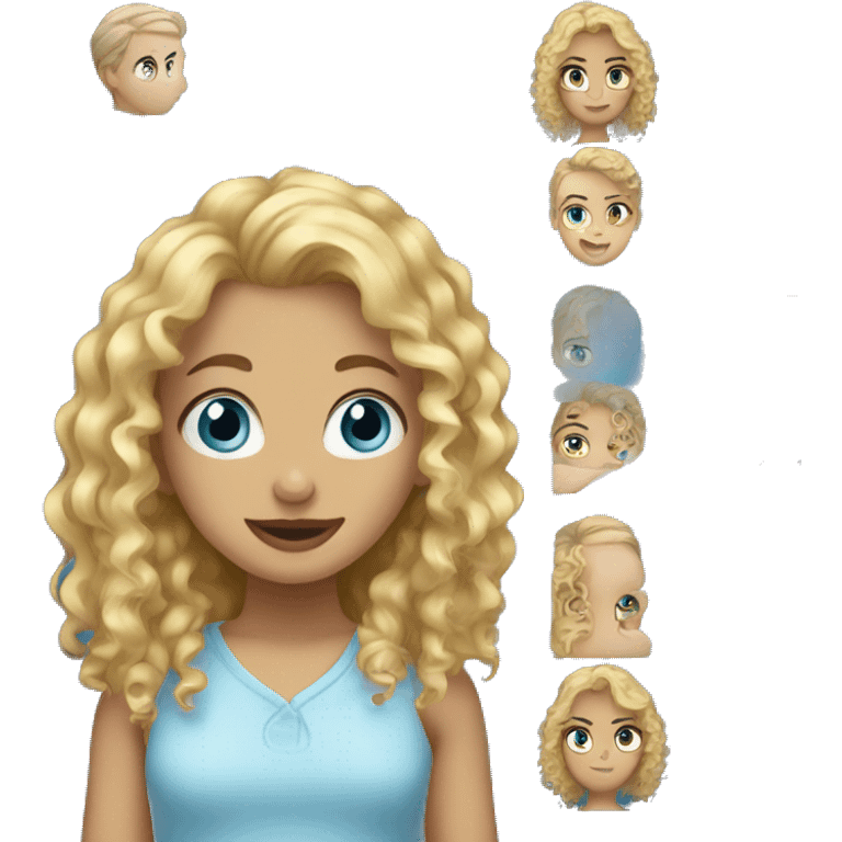 Girl with blonde curly hair and blue eyes emoji