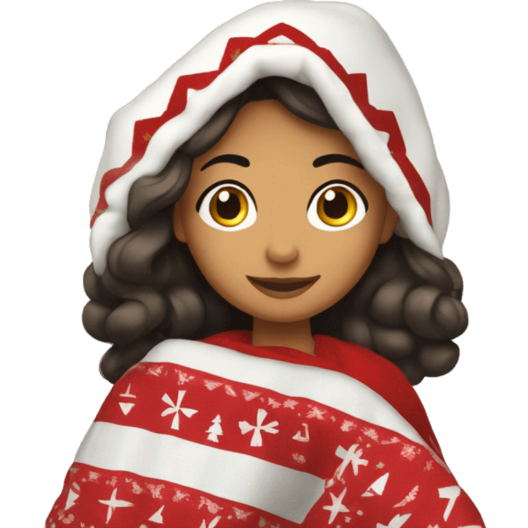 Hispanic Girl with Christmas blanket  emoji