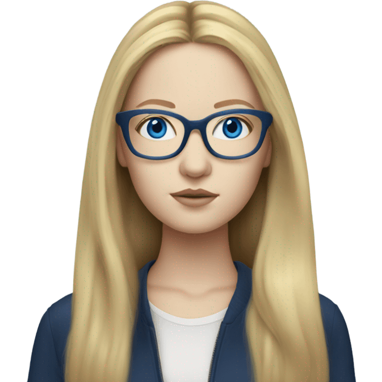 anna delvey blonde, blue eyes wearing glasses  emoji