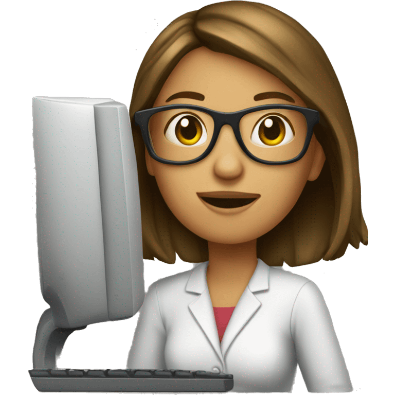 Nerdy women with computer emoji