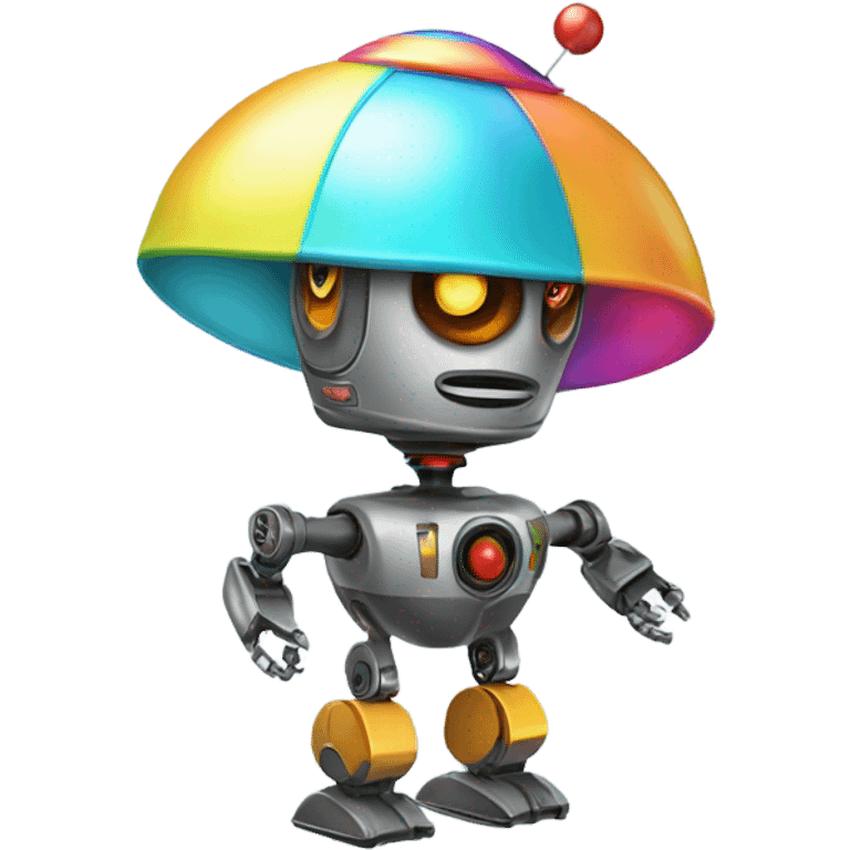 robot with a cute spinny hat, propeller hat/cap emoji