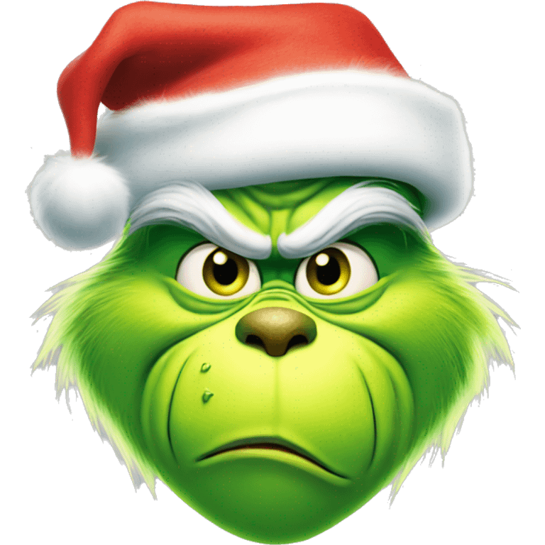 The grinch in a Santa hat emoji