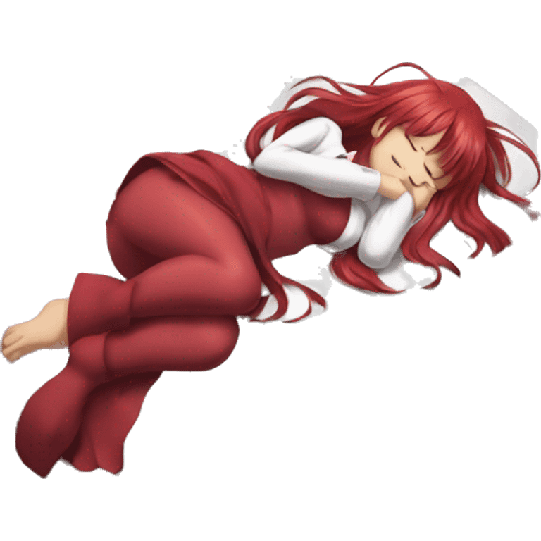 full body sleeping Rias Gremory anime style art emoji