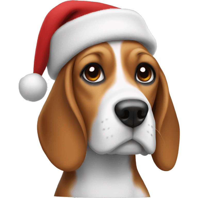 Beagle with Christmas hat emoji