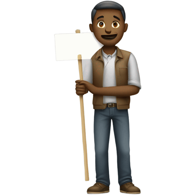 man standing holding placard on stick emoji