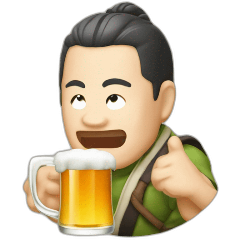 Tenjiro kamado qui boit une bière emoji