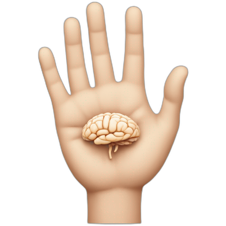 Hand with brain emoji