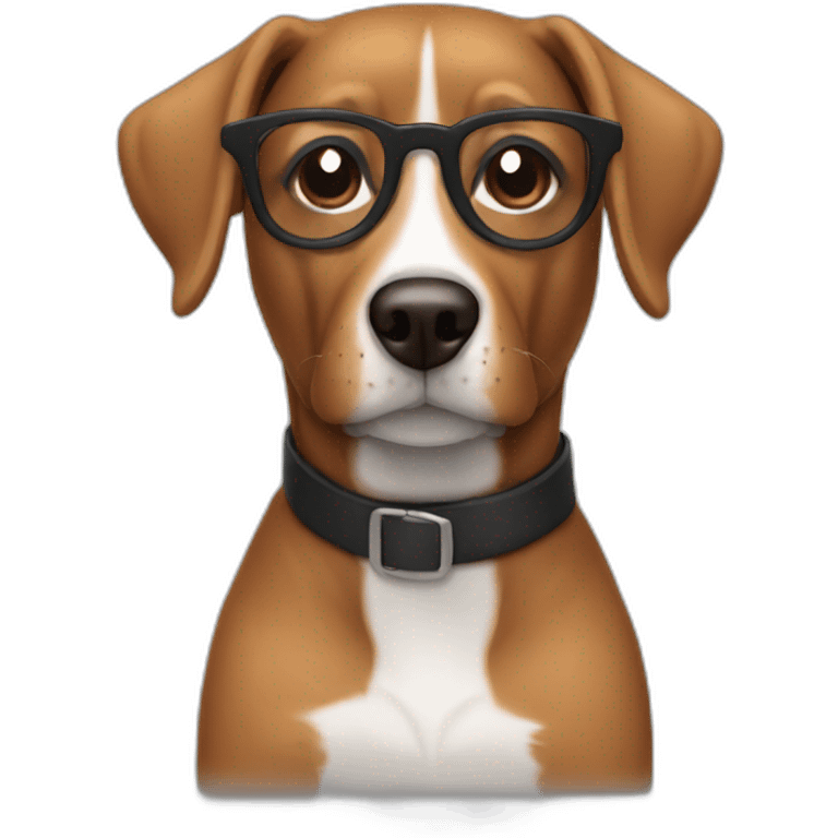 brown dog with black glasses emoji