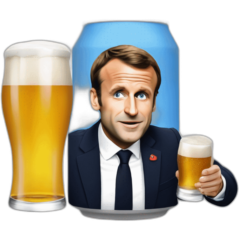 Emmanuel Macron qui boit une bière  emoji