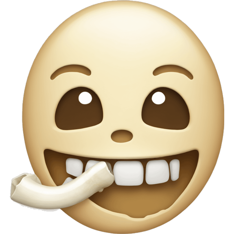 Emoji smiling with bone in mouth  emoji