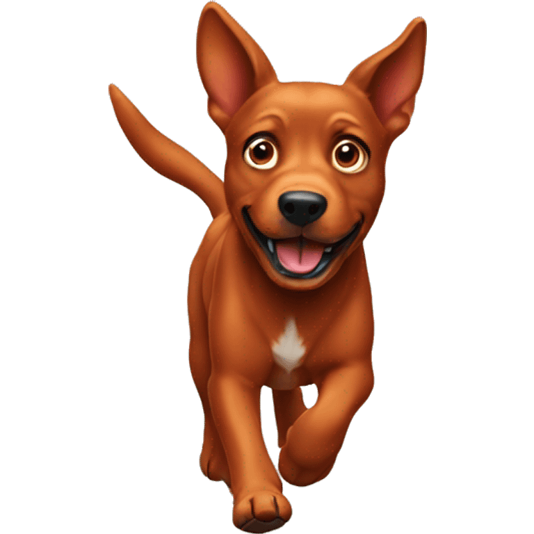 solid red dog with pointed ears running emoji