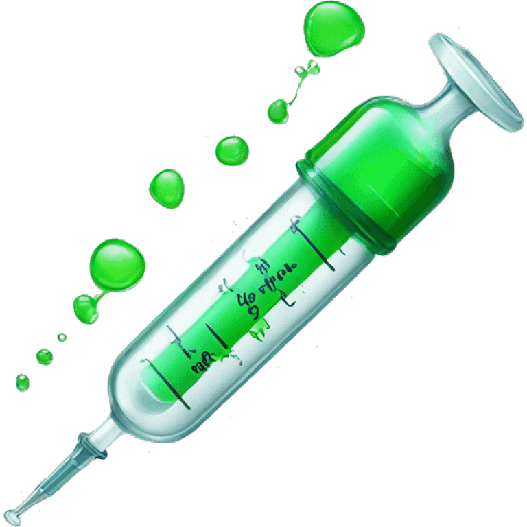 a syringe with a green liquid and the inscription activator  emoji