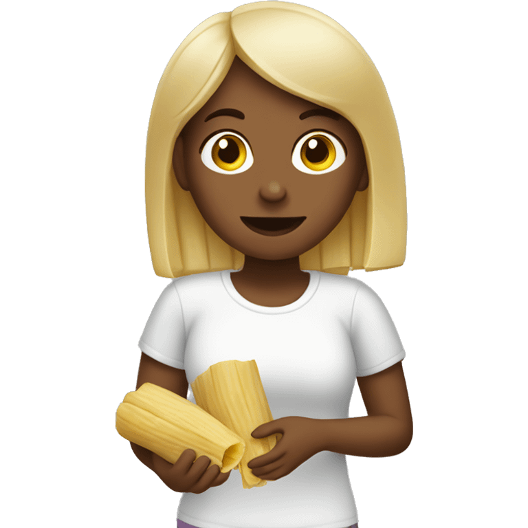 Girl eating tamales emoji