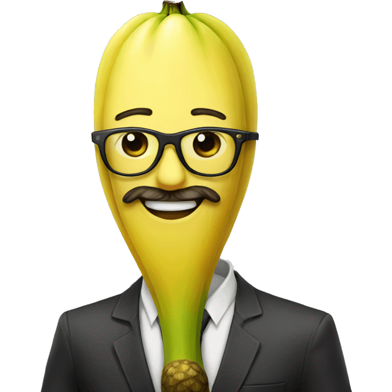 draw a banana with a human face with glasses and a beard emoji