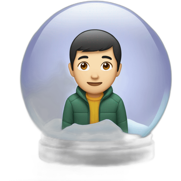 asian guy inside snowglobe emoji